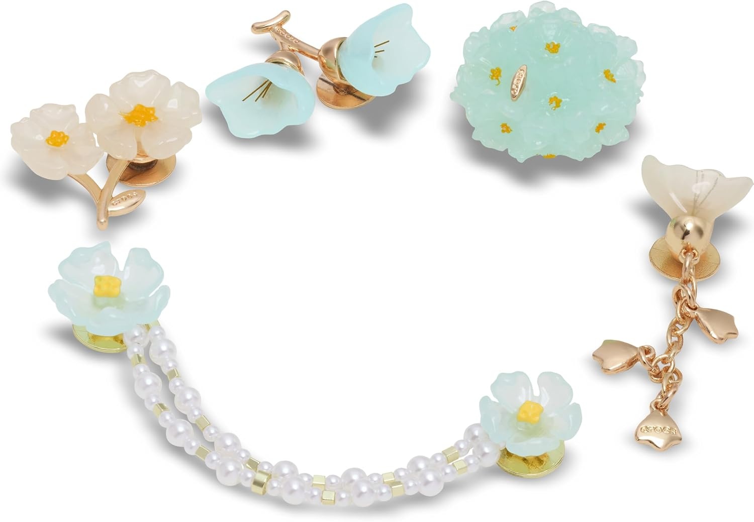 image:imageCrocs Jibbitz Shoe Charms Super Fun Kids Multi Pack Crocs Charms for Girls and BoysBlue Dainty Floral