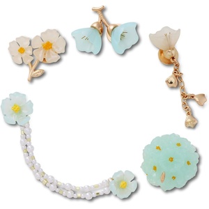 Crocs Jibbitz Shoe Charms – Super Fun Kids Multi Pack, Crocs Charms for Girls and Boys(Blue Dainty Floral)