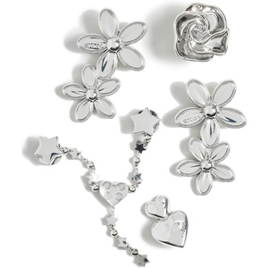 Crocs Jibbitz Shoe Charms – Super Fun Kids Multi Pack, Crocs Charms for Girls and Boys(Silver Meta Floral)