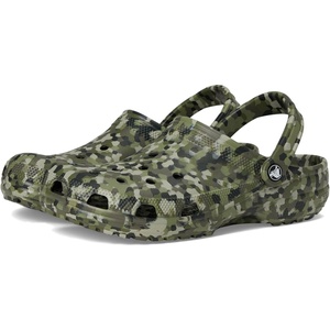 Crocs Unisex Adult Classic Marbled Tie-dye Clogs(Army Green/Multi Confetti)