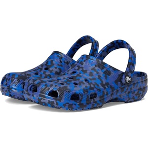 Crocs Unisex Adult Classic Marbled Tie-dye Clogs(Blue Bolt/Multi Confetti)
