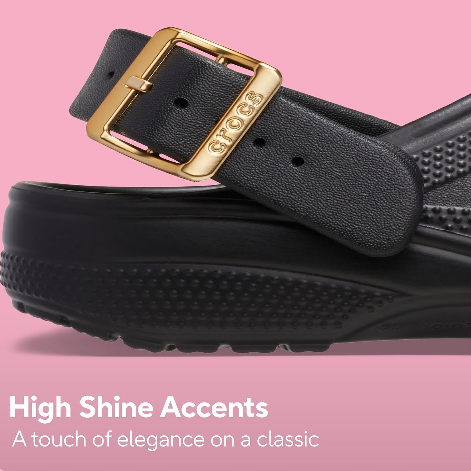 image:imageCrocs UnisexAdult Classic Metallic Buckle ClogsMetallic Black