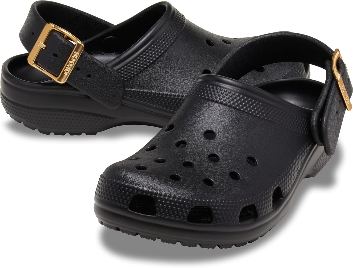 image:imageCrocs UnisexAdult Classic Metallic Buckle ClogsMetallic Black
