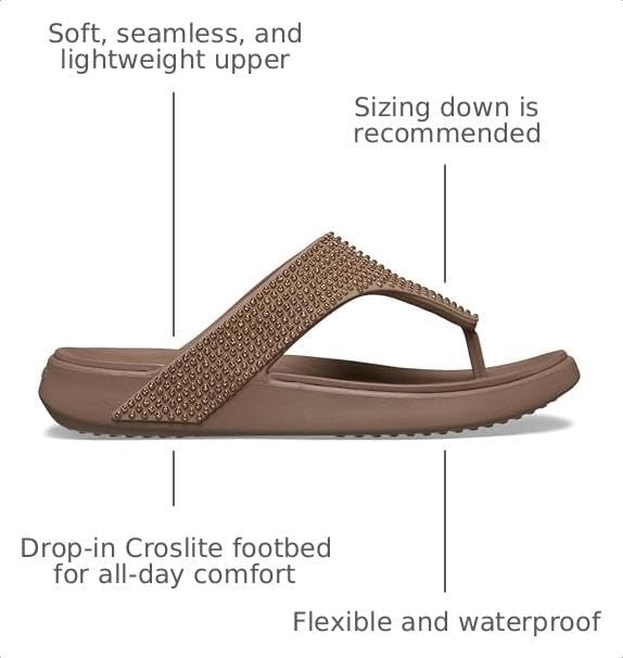 image:imageCrocs Womens Getaway Triangle Flip FlopsLatte Gems