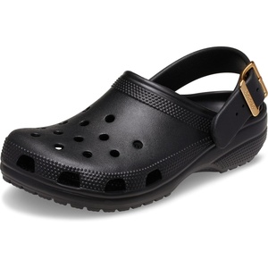 Crocs Unisex-Adult Classic Metallic Buckle Clogs(Metallic Black)