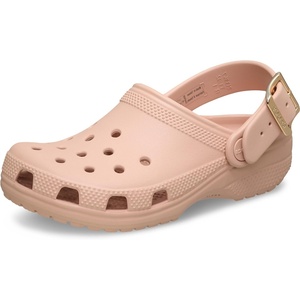 Crocs Unisex-Adult Classic Metallic Buckle Clogs(Metallic Blush)