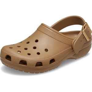 Crocs Unisex-Adult Classic Metallic Buckle Clogs(Metallic Sepia)