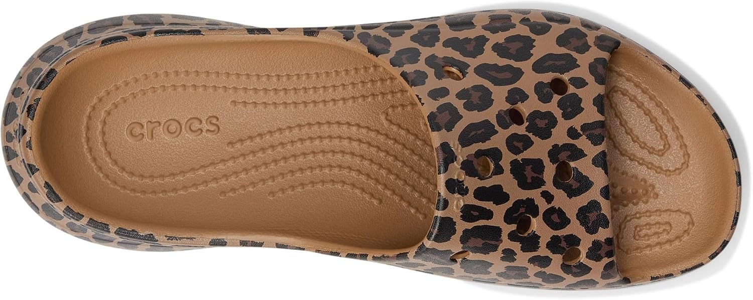 image:imageCrocs Womens Bae Slide Platform SandalsSepiaLeopard
