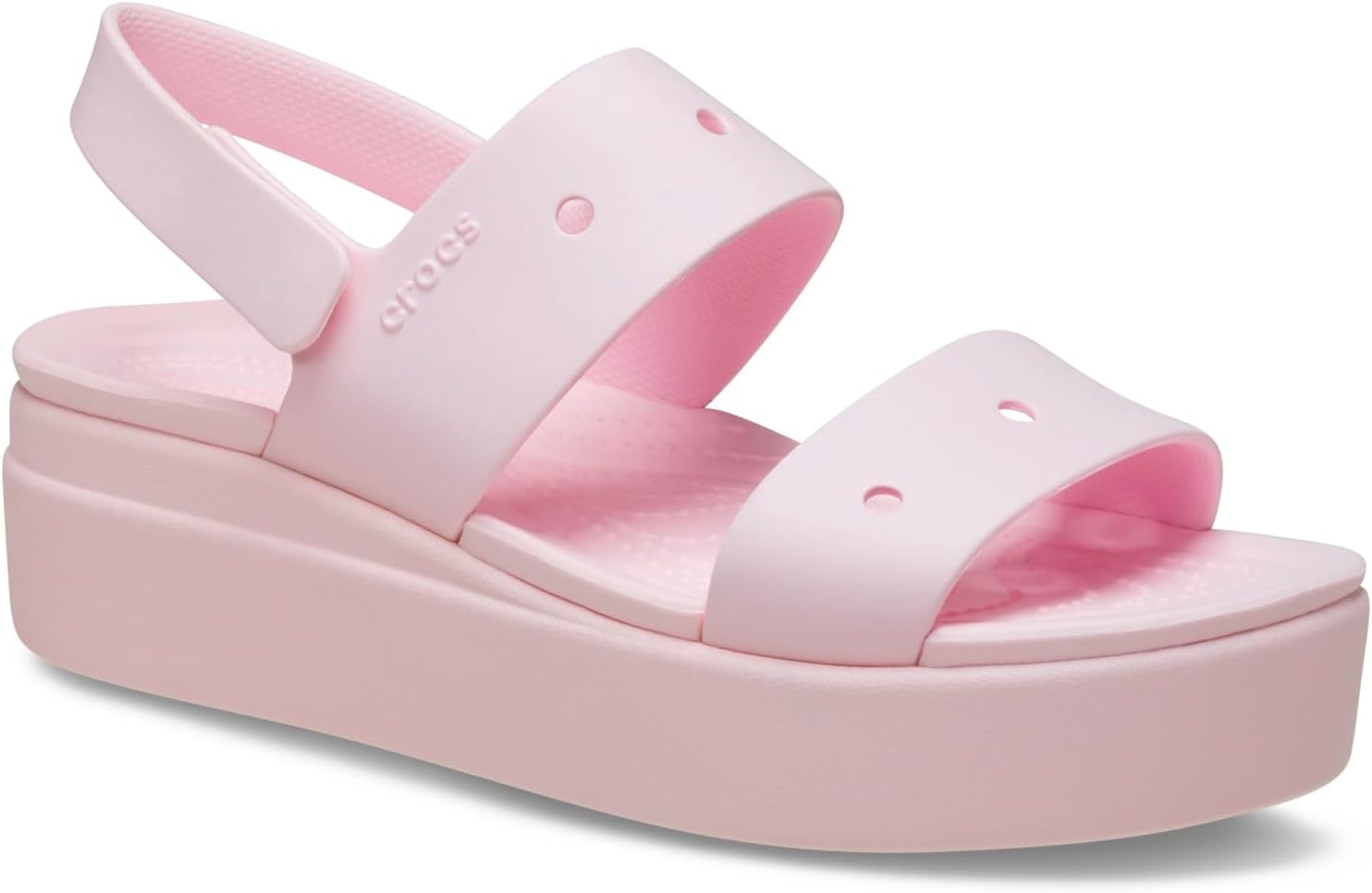image:imageCrocs Womens Brooklyn 4U Low Wedges Platform Wedge Sandals for WomenPink Milk