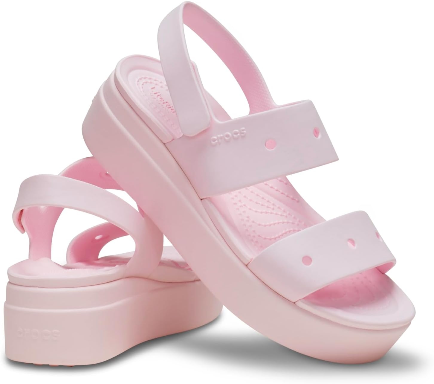 image:imageCrocs Womens Brooklyn 4U Low Wedges Platform Wedge Sandals for WomenPink Milk