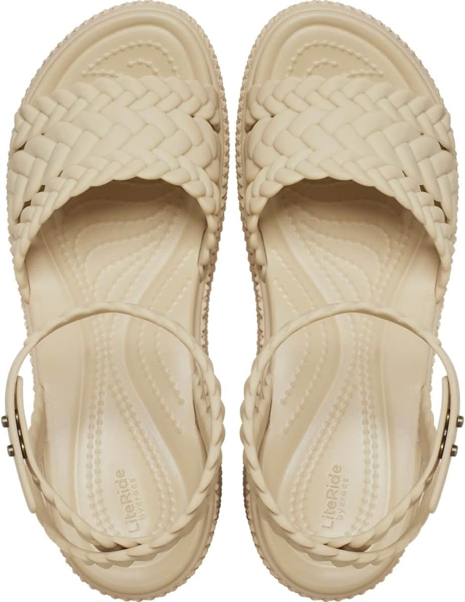 image:imageCrocs Womens Brooklyn Ankle Strap WedgesLatteMushroom