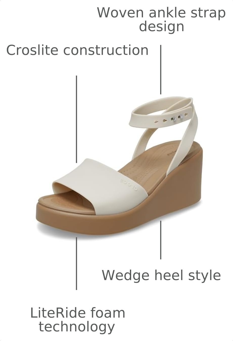 image:imageCrocs Womens Brooklyn Ankle Strap WedgesSandstoneSepia