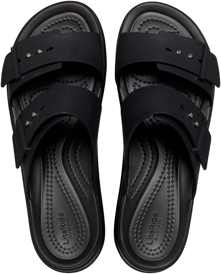 image:imageCrocs Womens Brooklyn Buckle Low WedgesBlack
