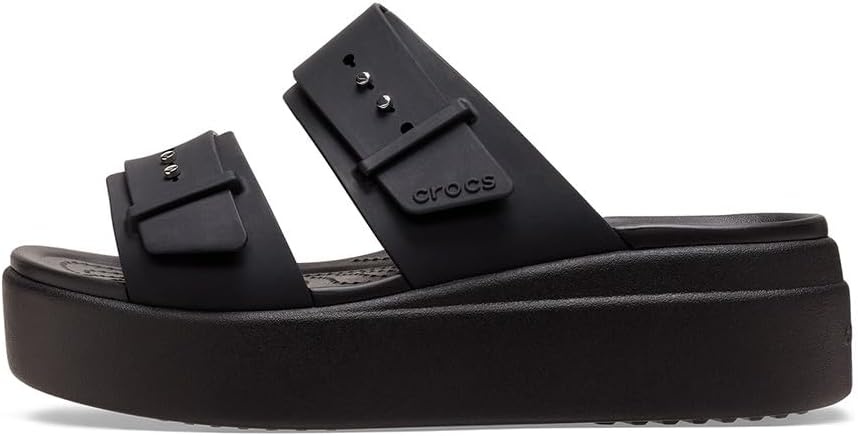 image:imageCrocs Womens Brooklyn Buckle Low WedgesBlack