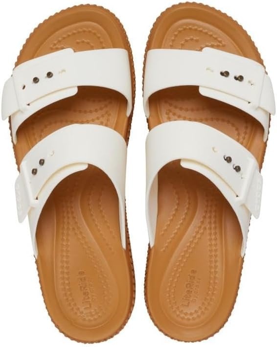 image:imageCrocs Womens Brooklyn Buckle Low WedgesChalk