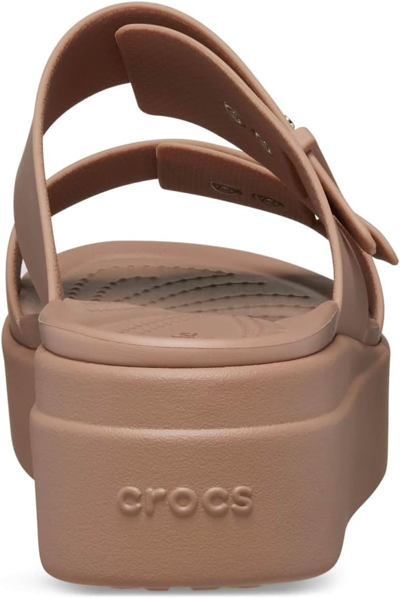 image:imageCrocs Womens Brooklyn Buckle Low WedgesLatte