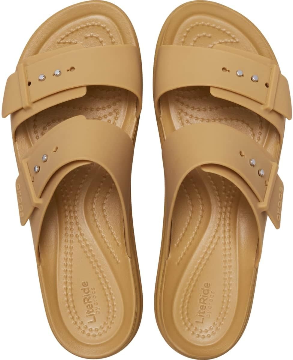 image:imageCrocs Womens Brooklyn Buckle Low WedgesUmber