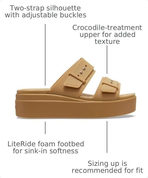 image:imageCrocs Womens Brooklyn Buckle Low WedgesUmber