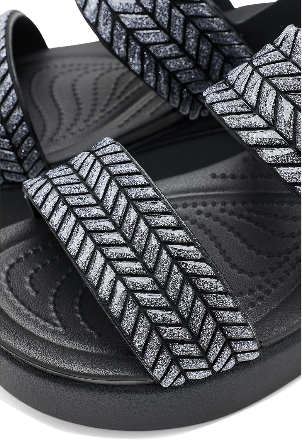 image:imageCrocs Womens Brooklyn Low Wedge SandalsBlack Sparkle