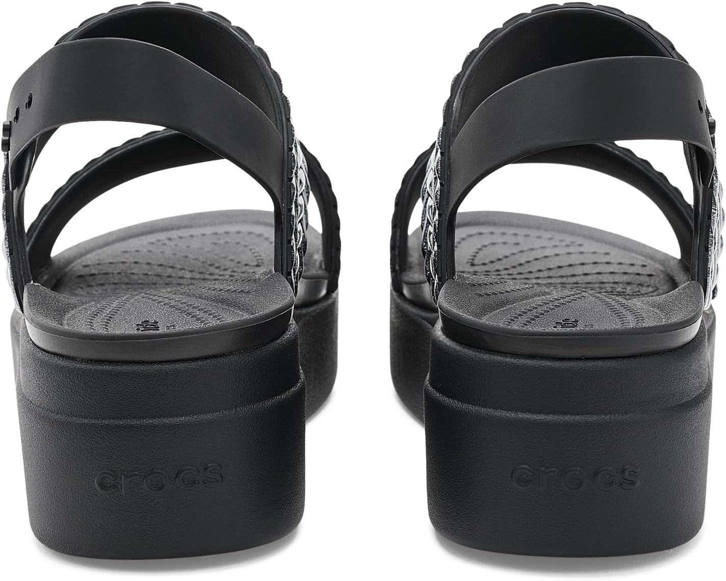 image:imageCrocs Womens Brooklyn Low Wedge SandalsBlack Sparkle