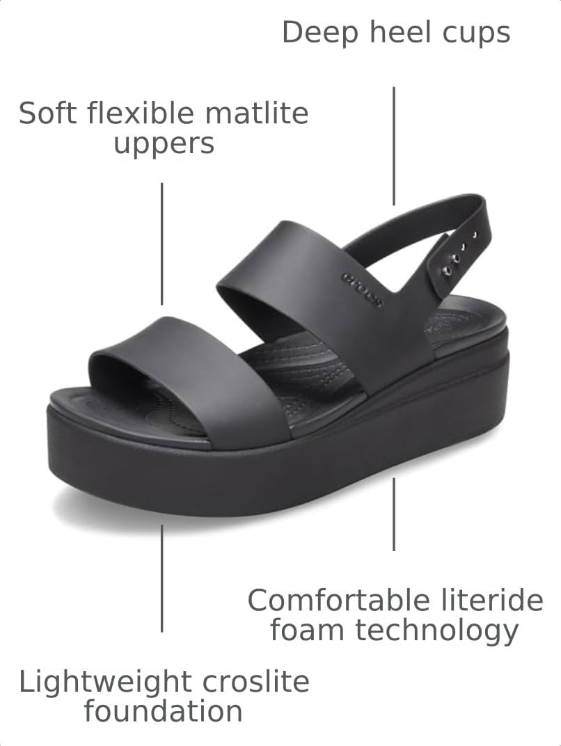 image:imageCrocs Womens Brooklyn Low Wedge SandalsBlackBlack