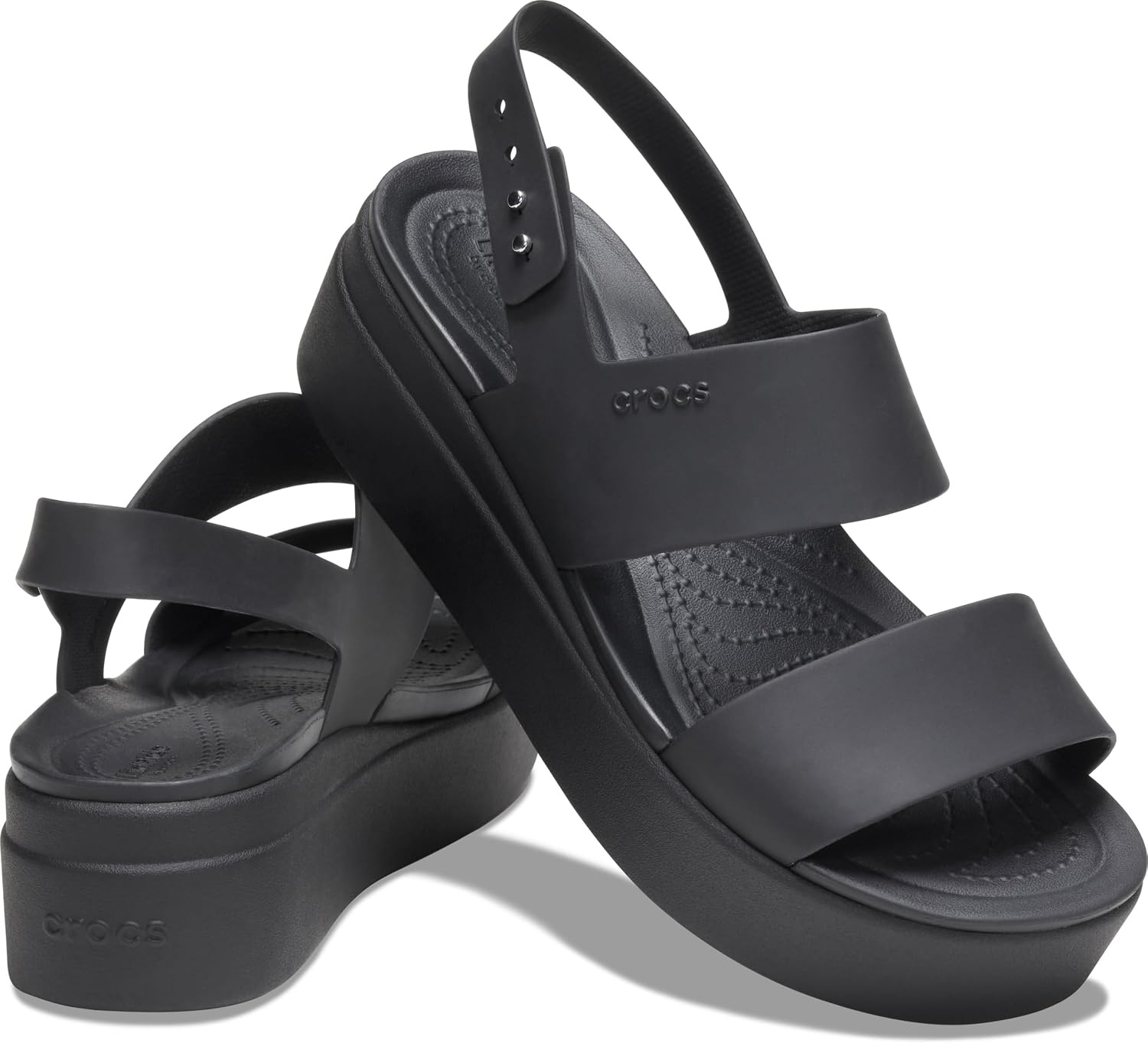 image:imageCrocs Womens Brooklyn Low Wedge SandalsBlackBlack