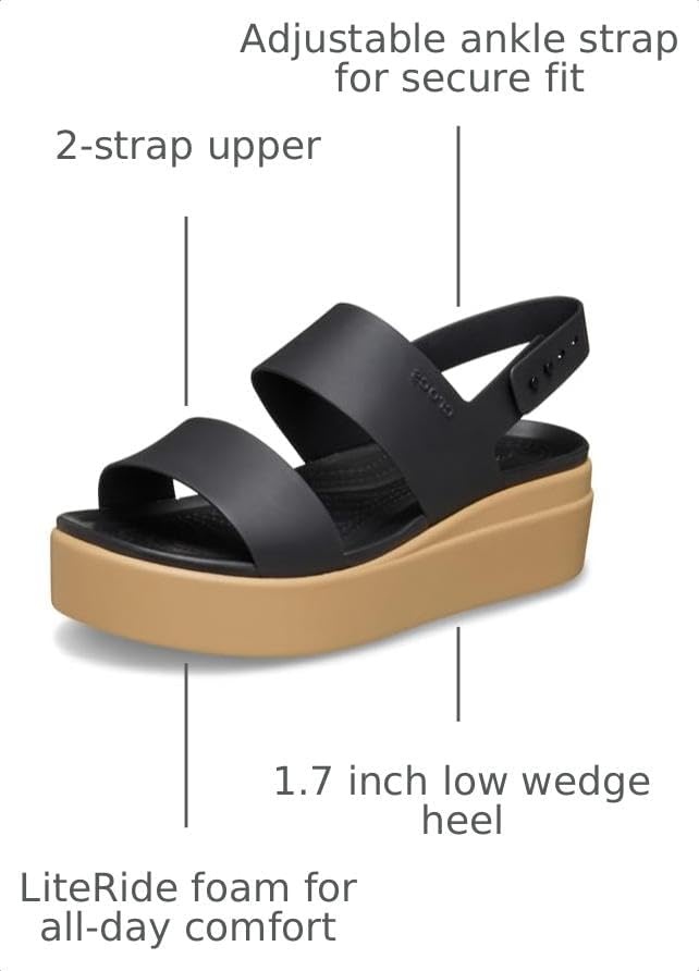 image:imageCrocs Womens Brooklyn Low Wedge SandalsBlackCashew