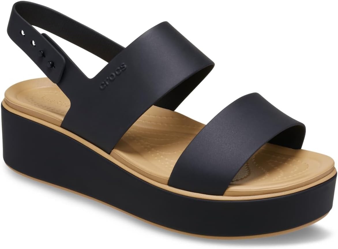 image:imageCrocs Womens Brooklyn Low Wedge SandalsBlackCashew1