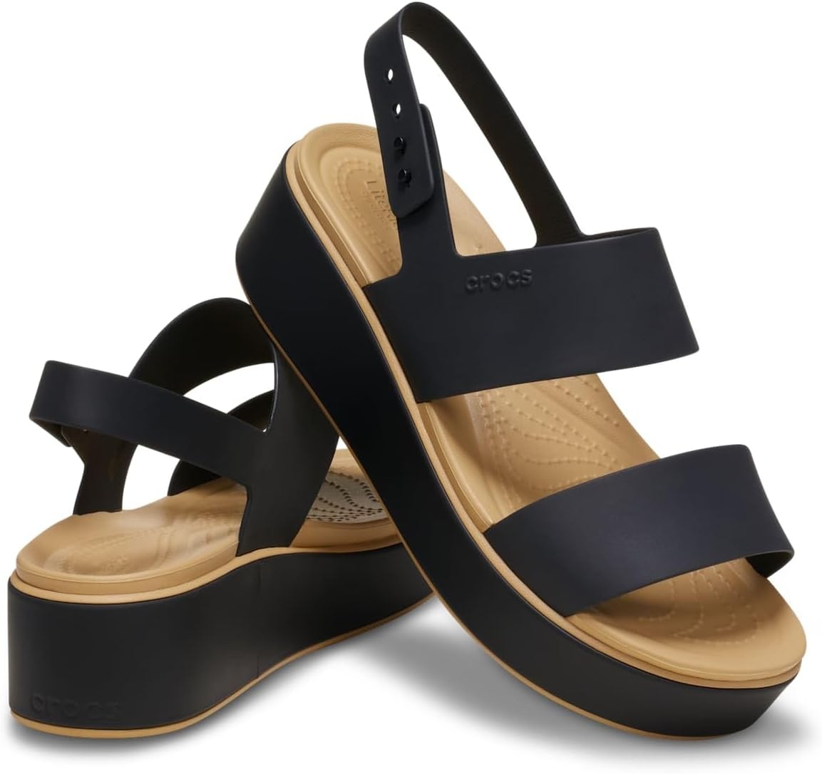 image:imageCrocs Womens Brooklyn Low Wedge SandalsBlackCashew1