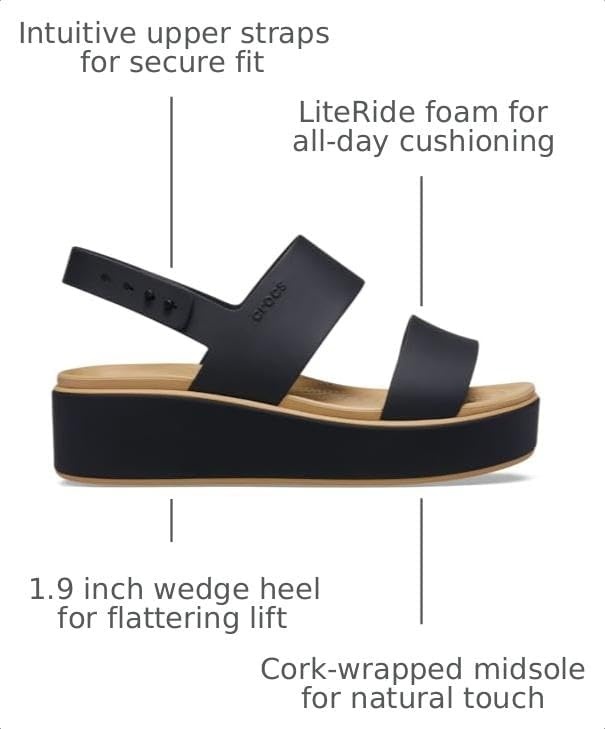 image:imageCrocs Womens Brooklyn Low Wedge SandalsBlackCashew1