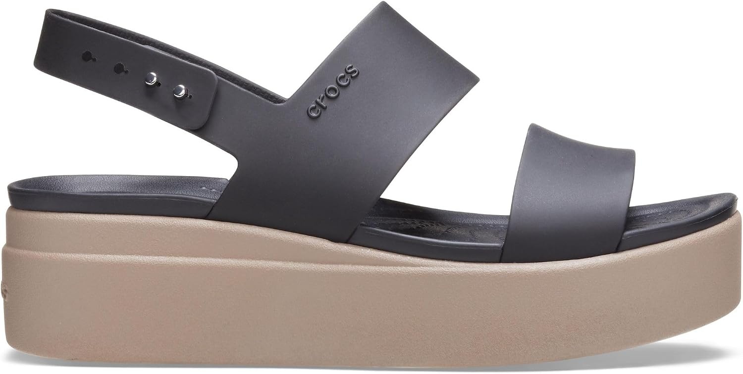image:imageCrocs Womens Brooklyn Low Wedge SandalsBlackMushroom