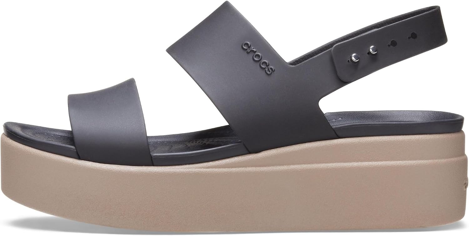 image:imageCrocs Womens Brooklyn Low Wedge SandalsBlackMushroom