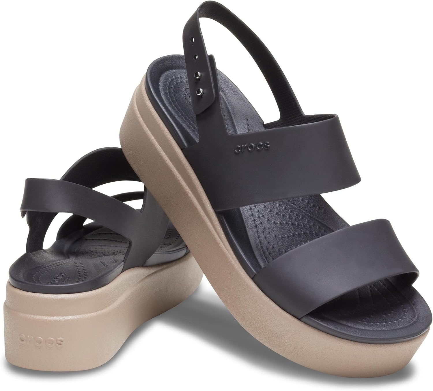 image:imageCrocs Womens Brooklyn Low Wedge SandalsBlackMushroom