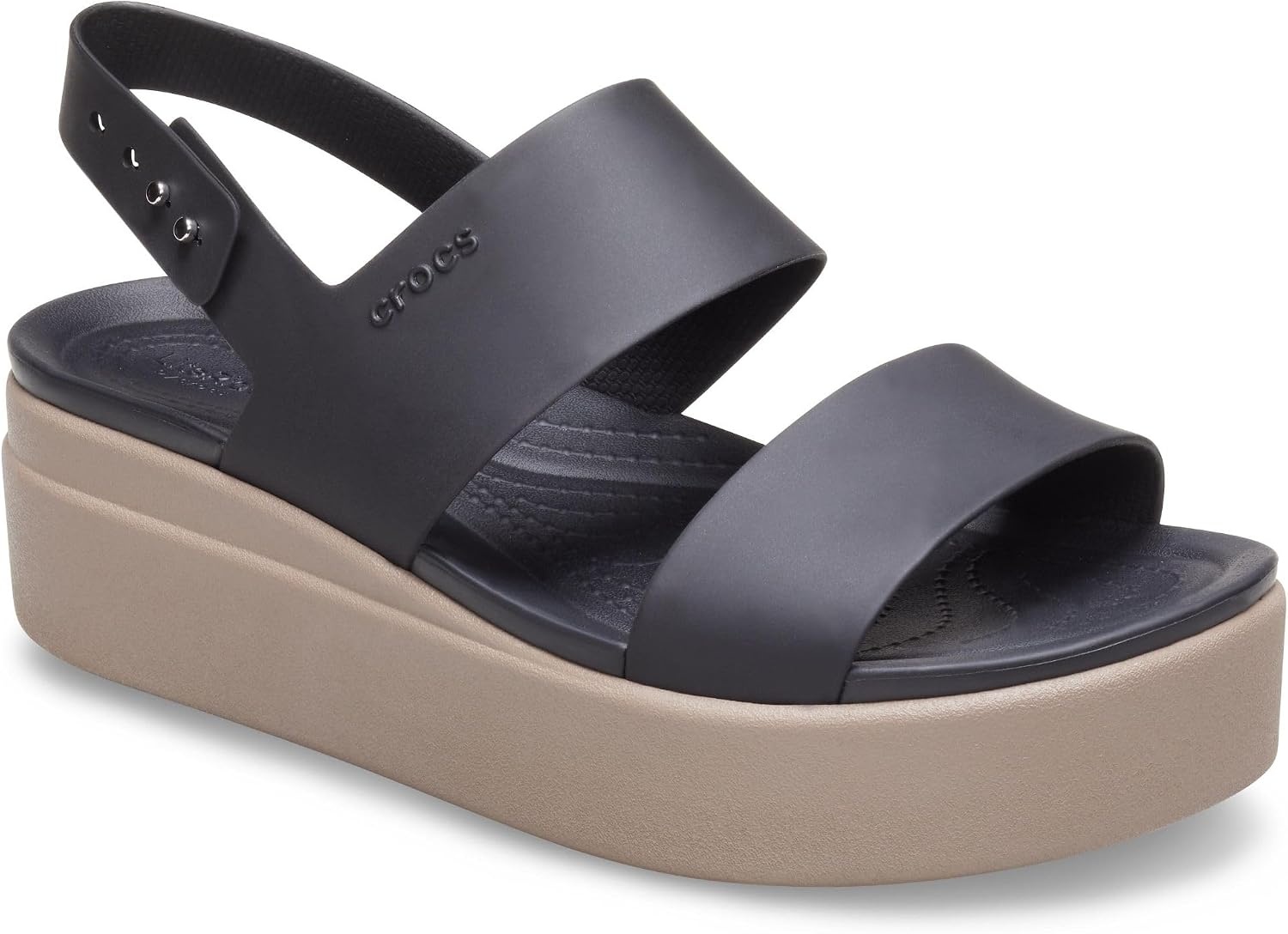 image:imageCrocs Womens Brooklyn Low Wedge SandalsBlackMushroom