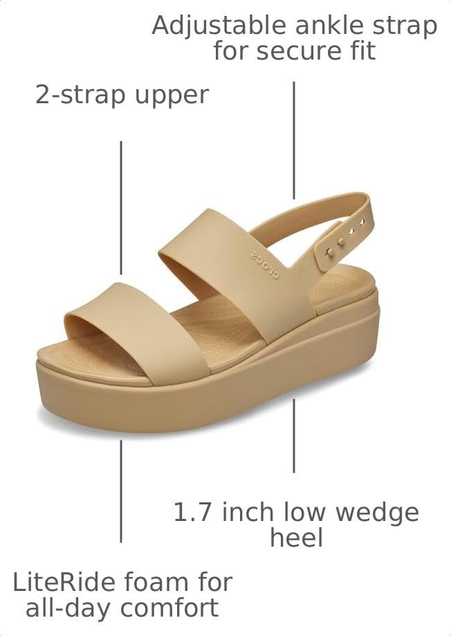 image:imageCrocs Womens Brooklyn Low Wedge SandalsCashewCashew