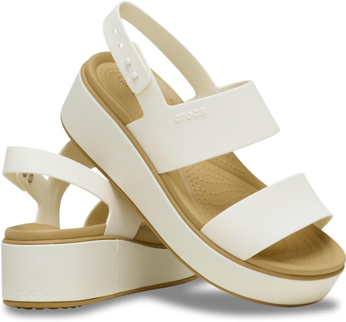 image:imageCrocs Womens Brooklyn Low Wedge SandalsChalkTan