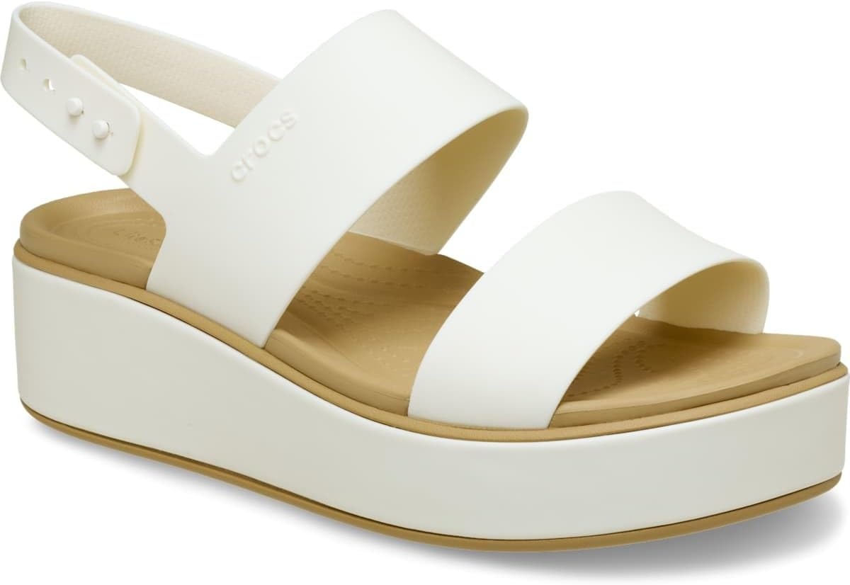 image:imageCrocs Womens Brooklyn Low Wedge SandalsChalkTan