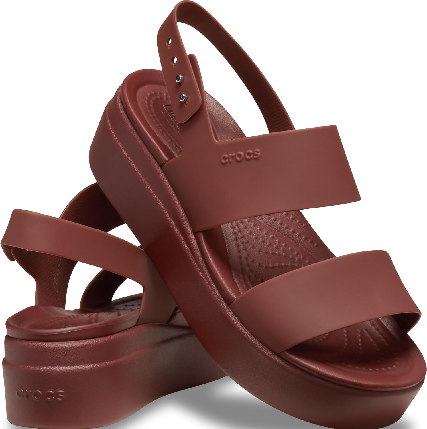 image:imageCrocs Womens Brooklyn Low Wedge SandalsDark Clay