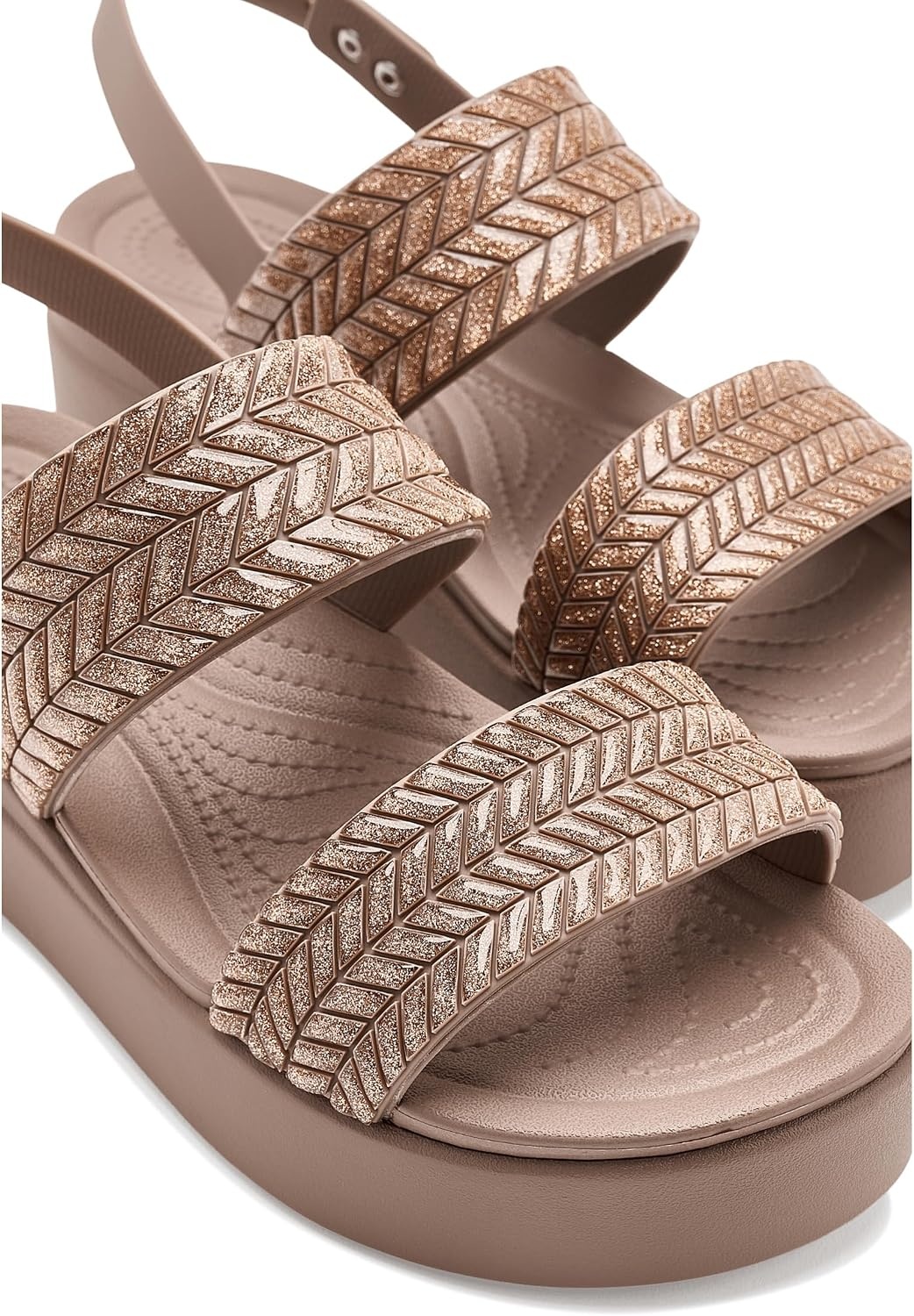 image:imageCrocs Womens Brooklyn Low Wedge SandalsLatte Sparkle