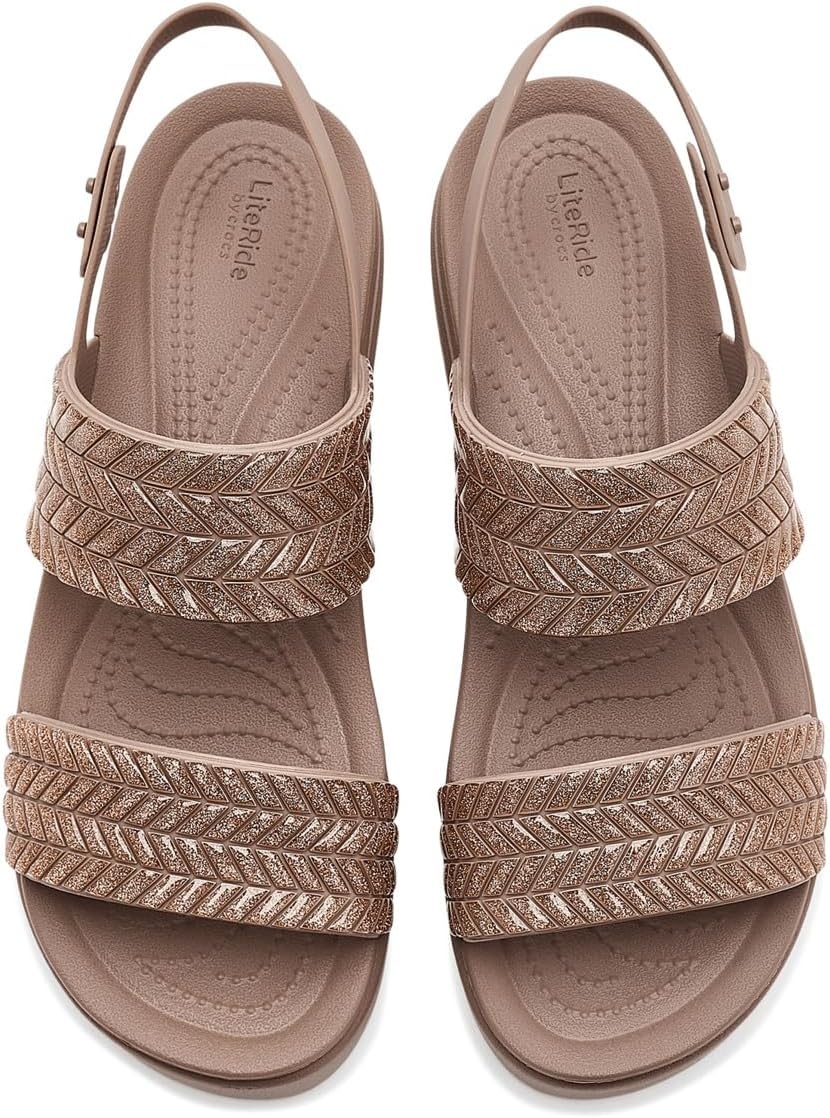 image:imageCrocs Womens Brooklyn Low Wedge SandalsLatte Sparkle