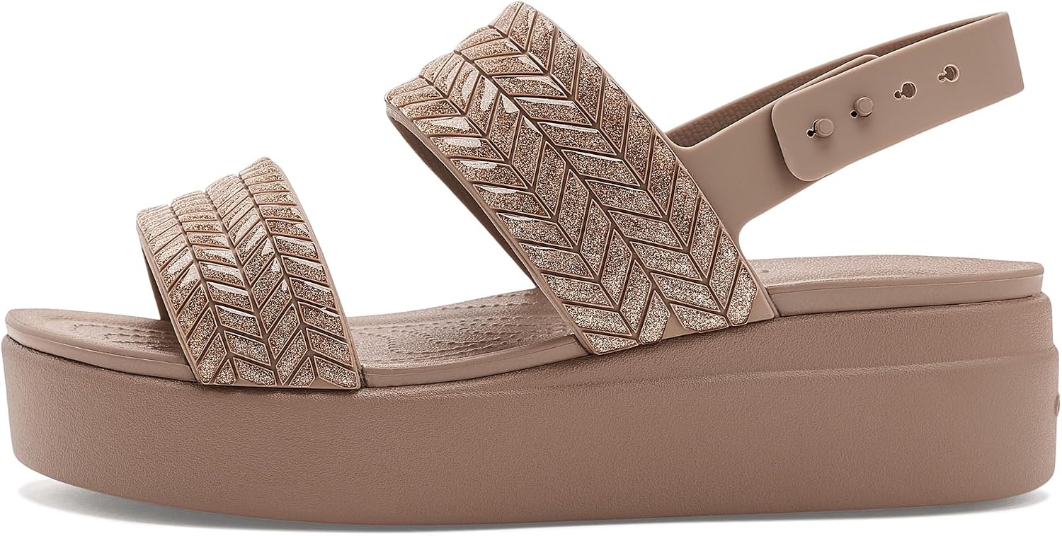 image:imageCrocs Womens Brooklyn Low Wedge SandalsLatte Sparkle