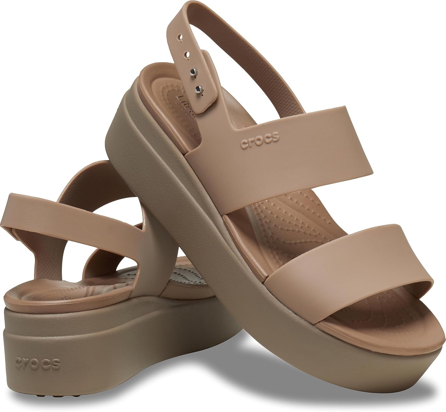 image:imageCrocs Womens Brooklyn Low Wedge SandalsLatteMushroom