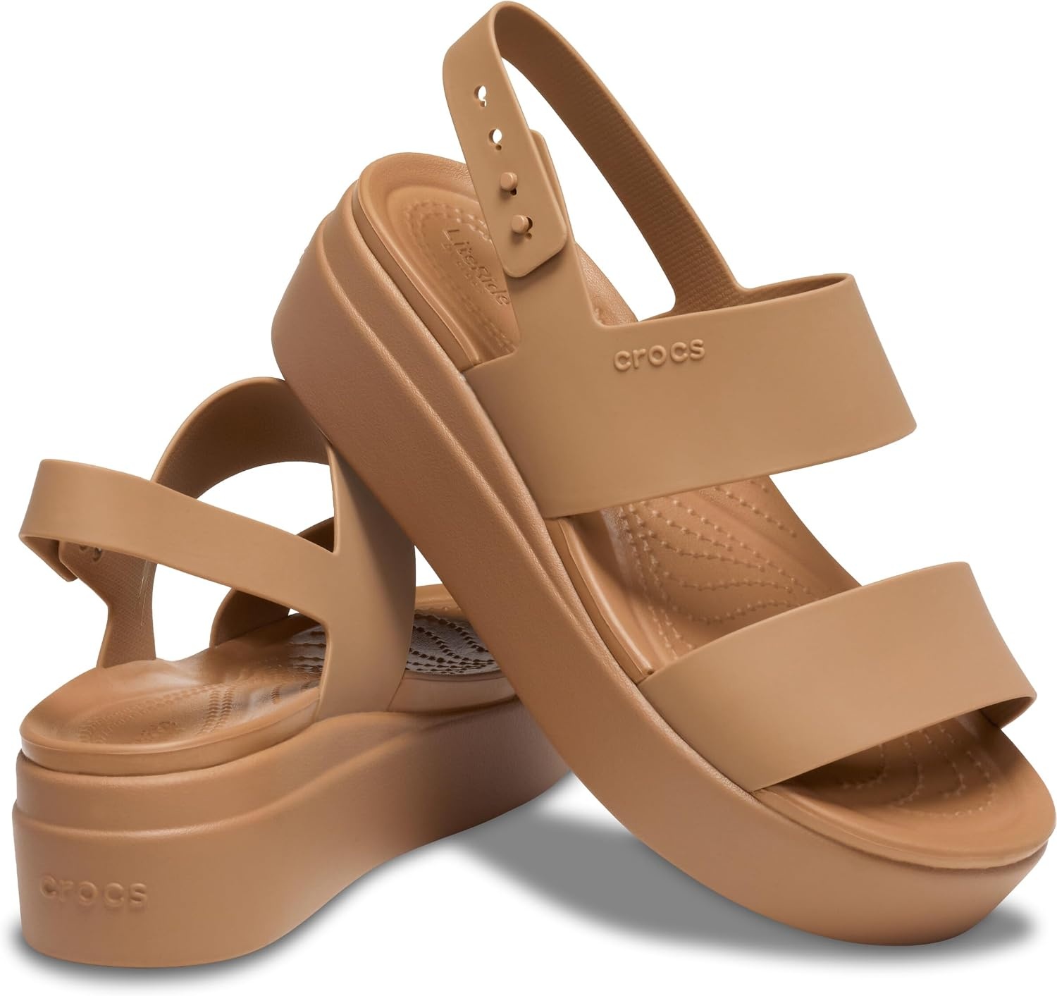 image:imageCrocs Womens Brooklyn Low Wedge SandalsMilk Chocolate