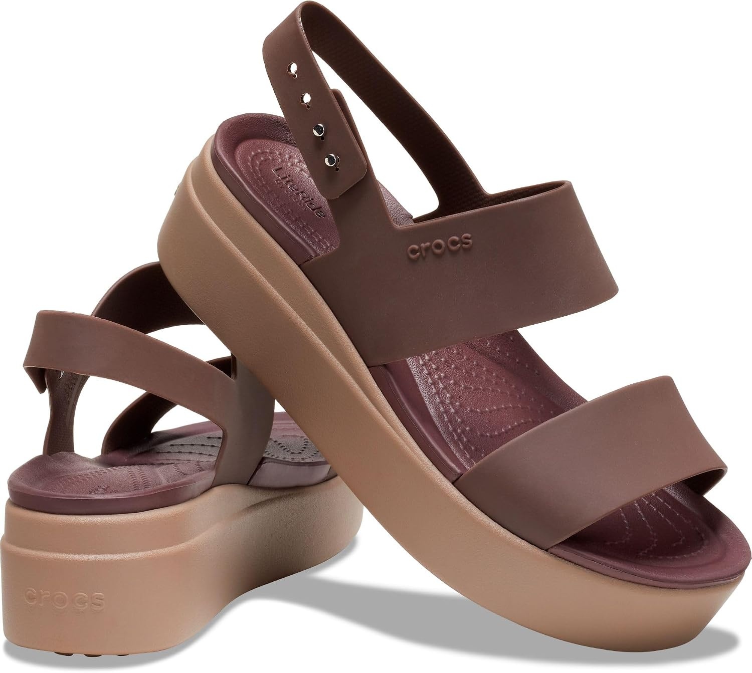 image:imageCrocs Womens Brooklyn Low Wedge SandalsMochaMushroom