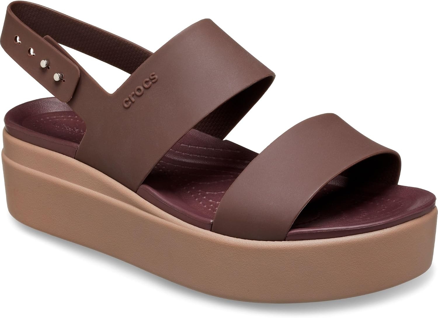 image:imageCrocs Womens Brooklyn Low Wedge SandalsMochaMushroom