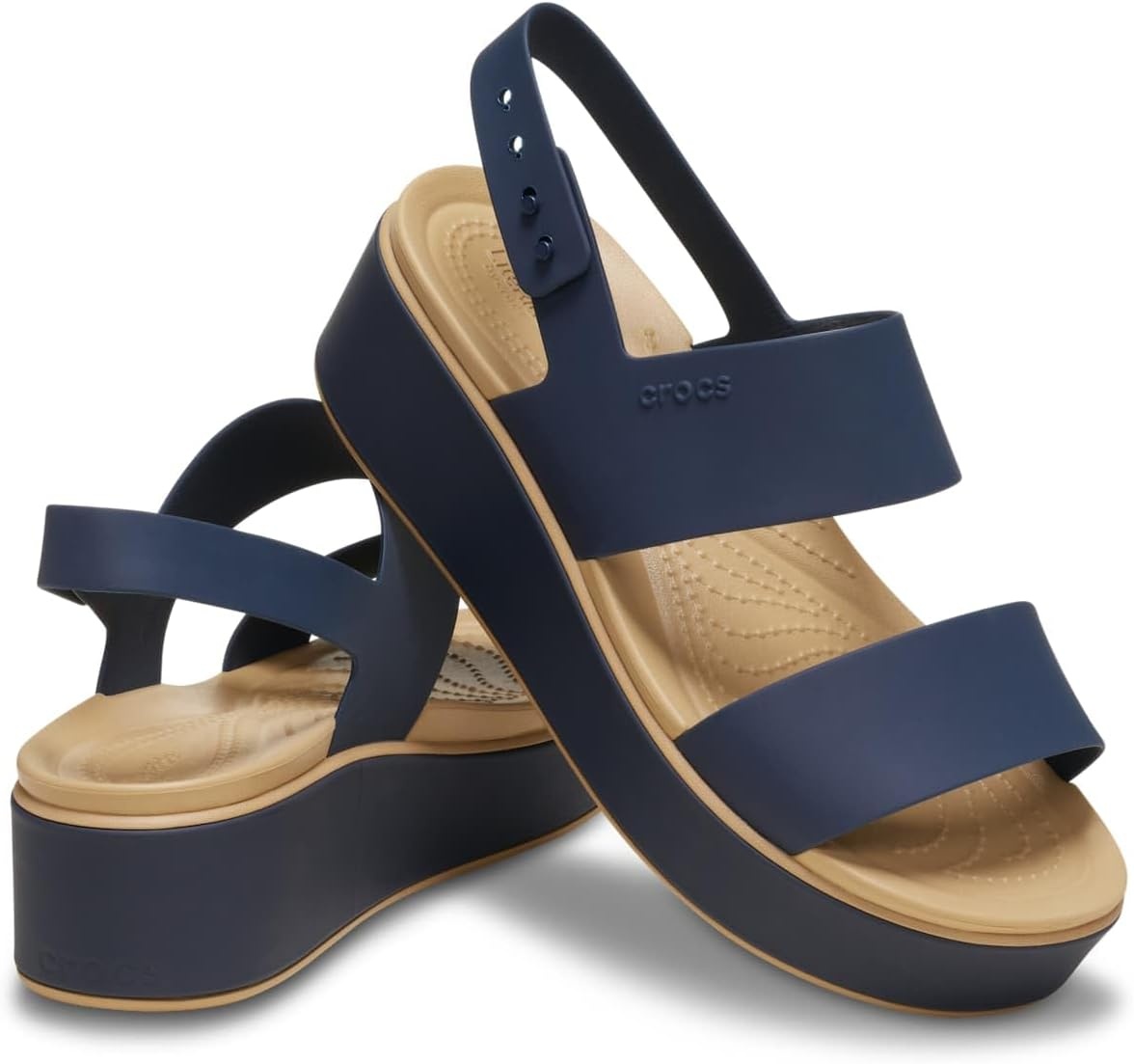 image:imageCrocs Womens Brooklyn Low Wedge SandalsNavyCashew