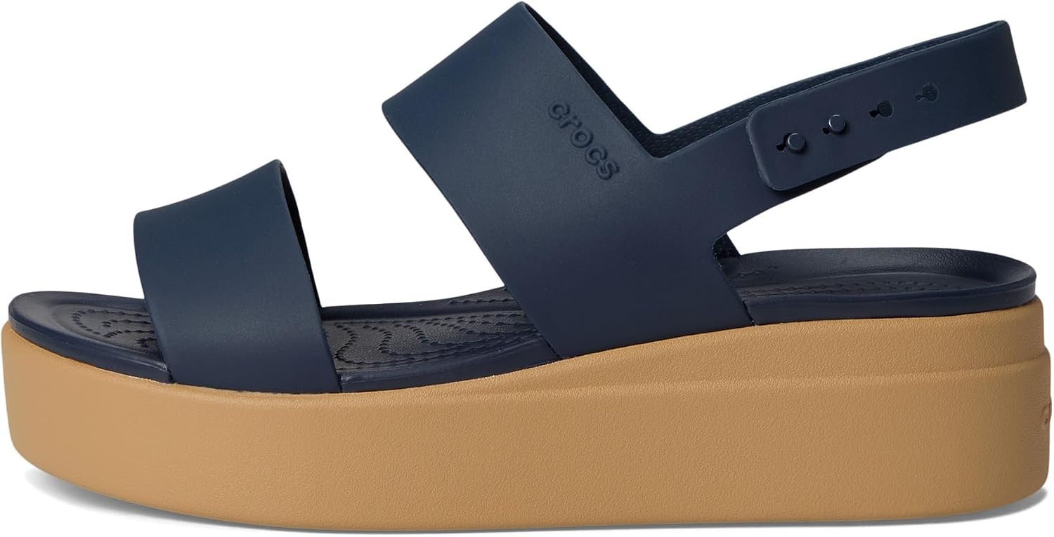 image:imageCrocs Womens Brooklyn Low Wedge SandalsNavyTan