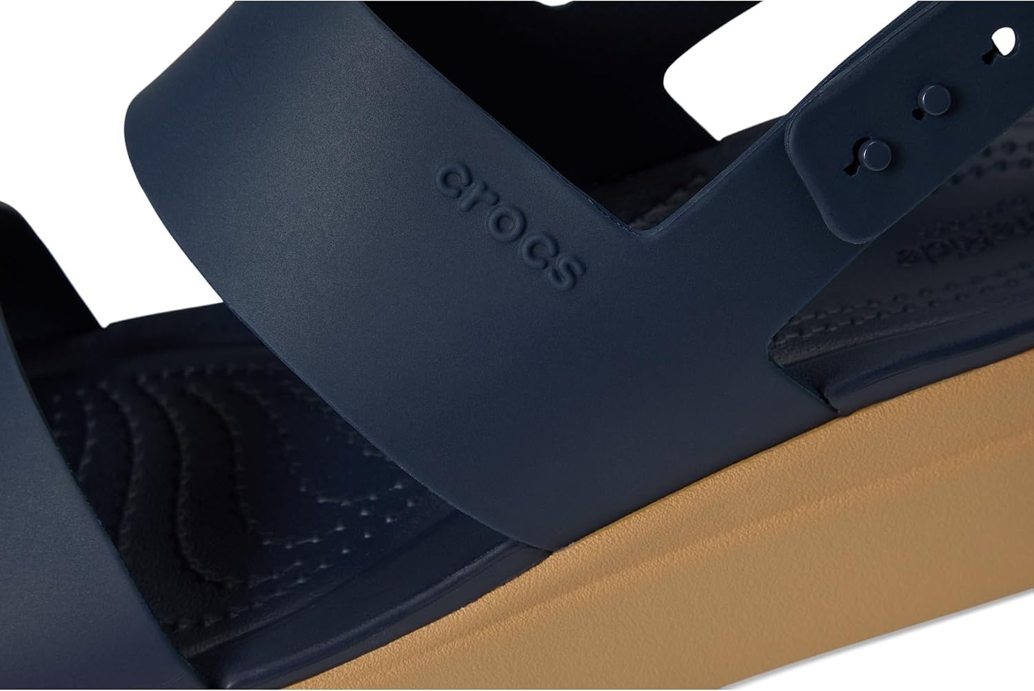image:imageCrocs Womens Brooklyn Low Wedge SandalsNavyTan