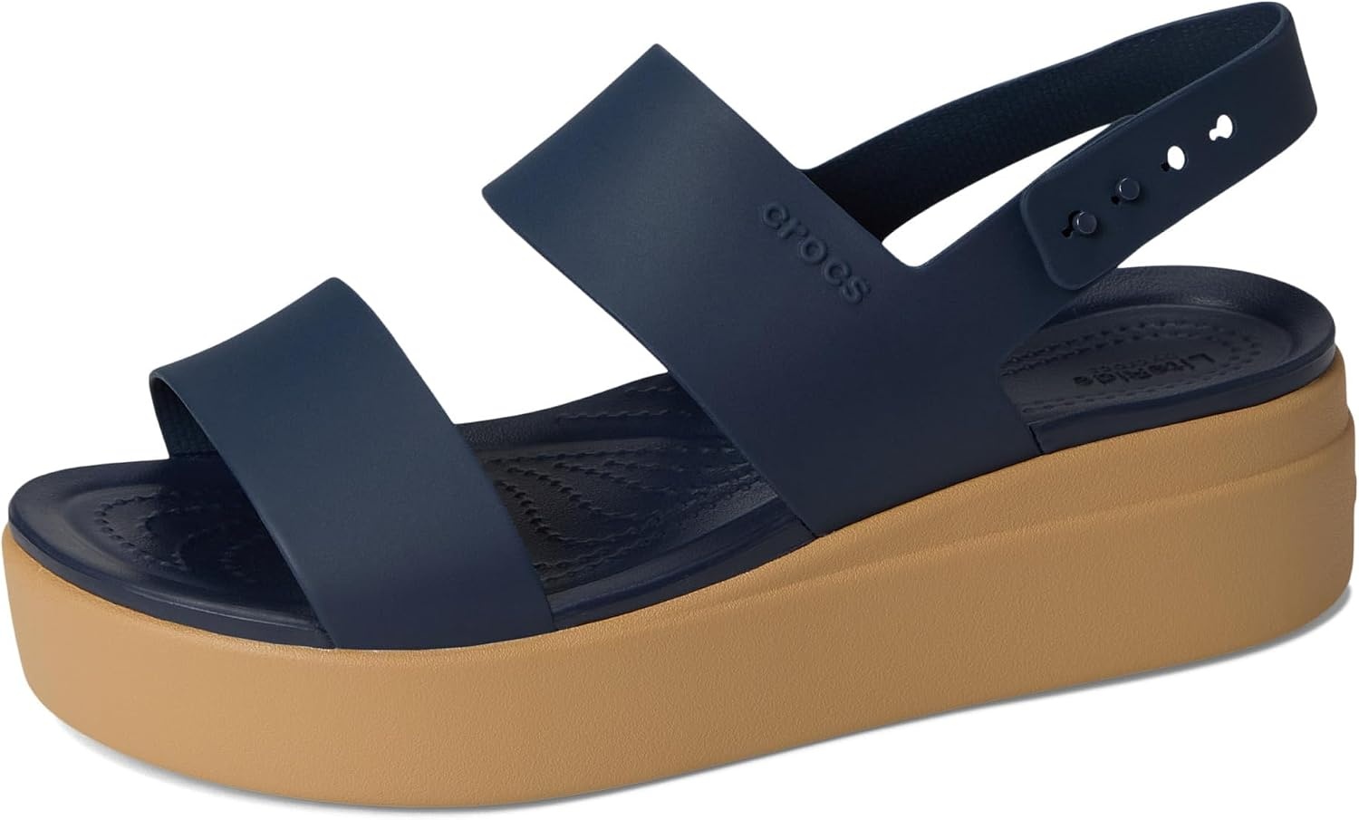 image:imageCrocs Womens Brooklyn Low Wedge SandalsNavyTan