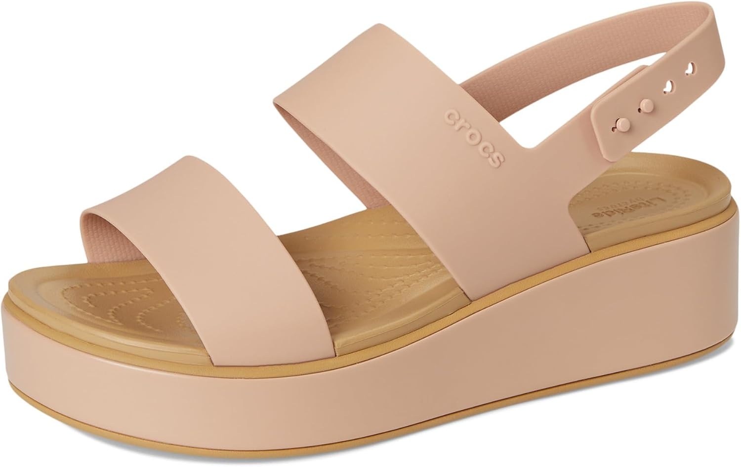 image:imageCrocs Womens Brooklyn Low Wedge SandalsPink CaramelTan